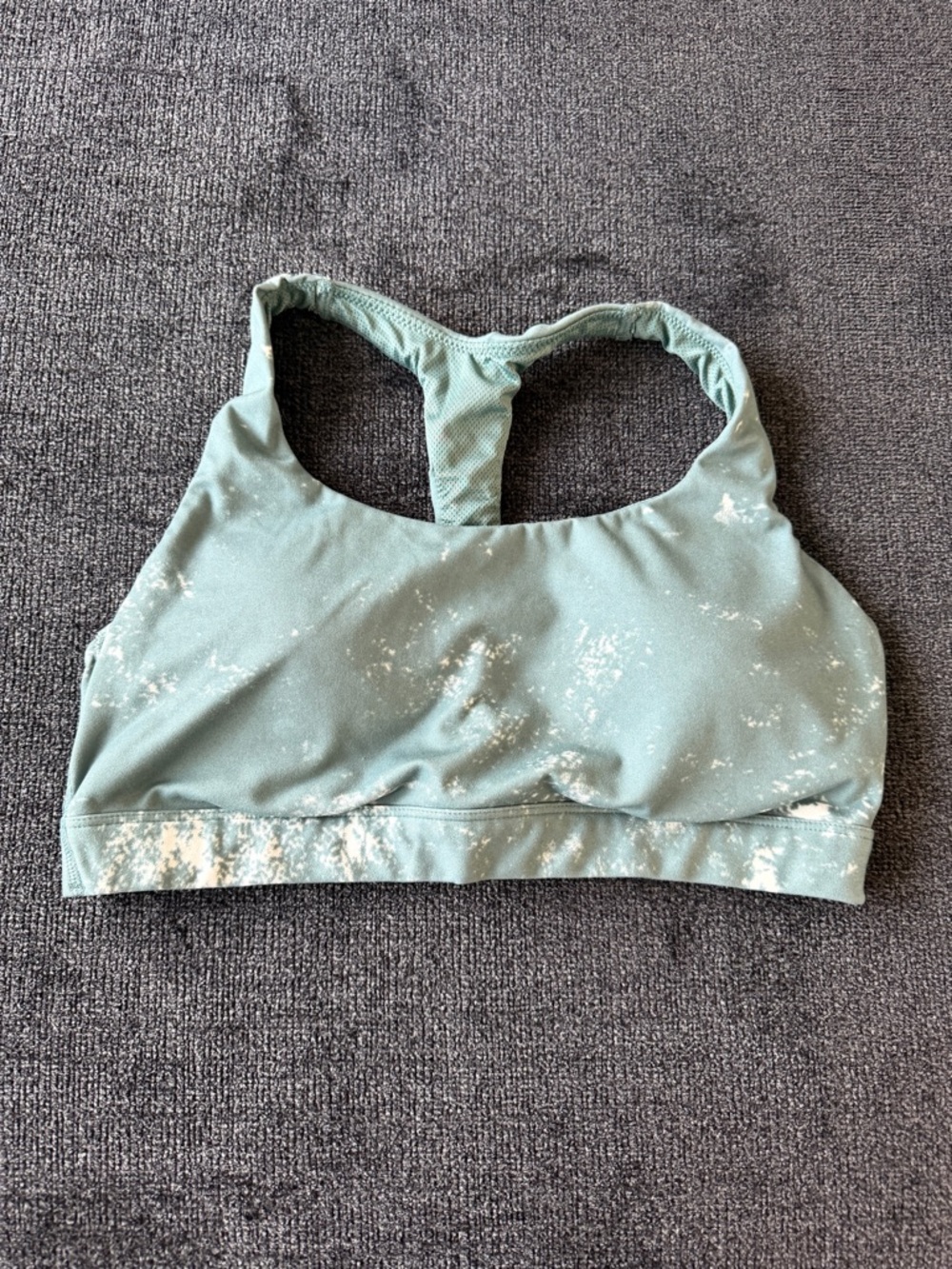 all in motion | Sage Green Racerback Sports Bra with Subtle Speckle | Size M